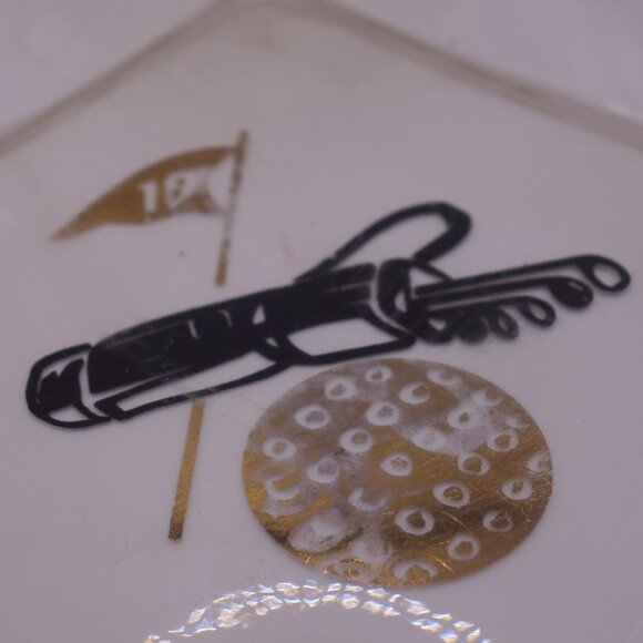 19th Hole Golf Bag Golf Ball Square Glass Cigar Ash Tray - Picture 5 of 11